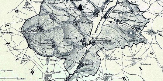 Karte von der Gegend um Großheirath aus dem Jahr 1844